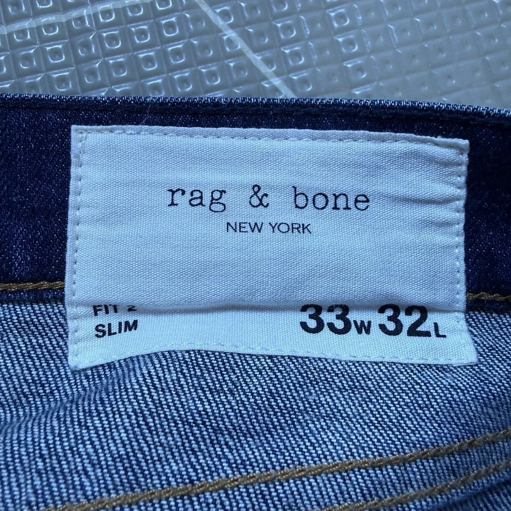 Rag & Bone Men's Jeans Fit 2 Slim 33W 32L Medium Wash Dusty Trail EUC
